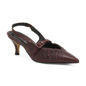 NAPOLEONI Made In Italy Leather Pinched Slingback Heels